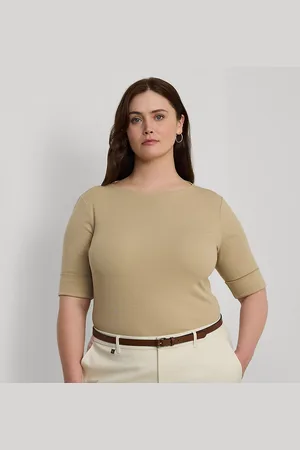 Ralph Lauren Plus Size - Stretchkatoenen top met boothals