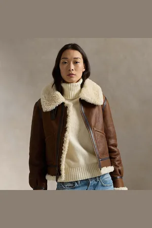 Ralph Lauren Lammy pilotenjas met leer