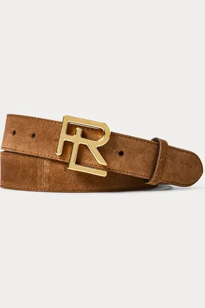 Ralph Lauren Kalfssuède riem met RL-gesp