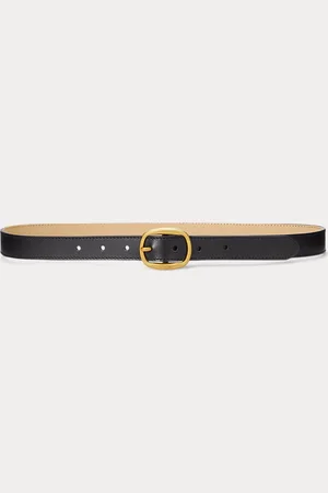 Ralph Lauren Smalle leren riem met ovale gesp