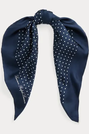 Ralph Lauren Vierkante zijde-keper sjaal met polkadot