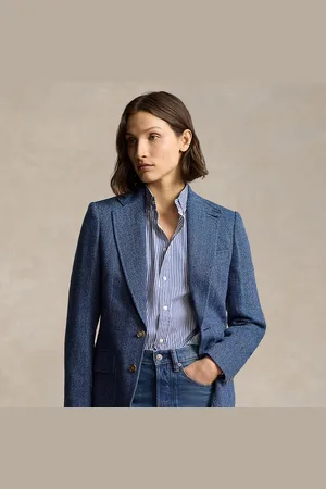 Ralph Lauren Blazer van linnenmix met visgraatmotief