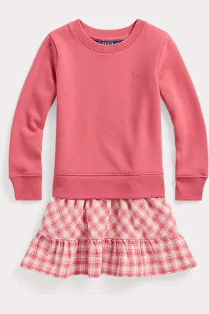 Ralph Lauren Fleece sweatjurk met gingham-ruit