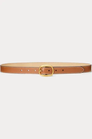 Ralph Lauren Smalle leren riem met ovale gesp