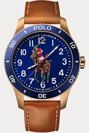Ralph Lauren Bronzen Polo Watch met blauwe wijzerplaat