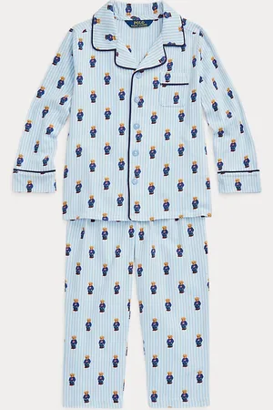Ralph Lauren Katoenen flanel pyjamaset met Polo Bear