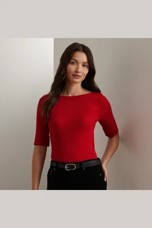 Ralph Lauren Stretchkatoenen T-shirt met boothals