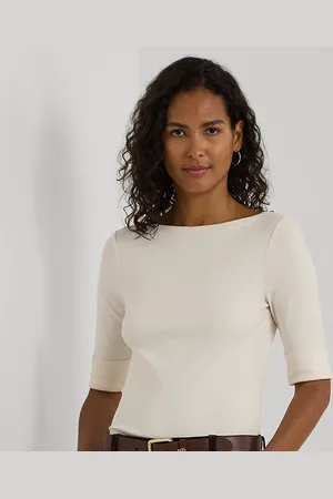 Ralph Lauren Stretchkatoenen T-shirt met boothals