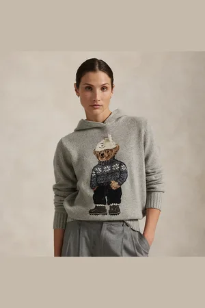 Ralph Lauren Wol-kasjmier hoodie met Polo Bear