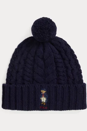 Ralph Lauren Kabelbeanie met pompon en Polo Bear