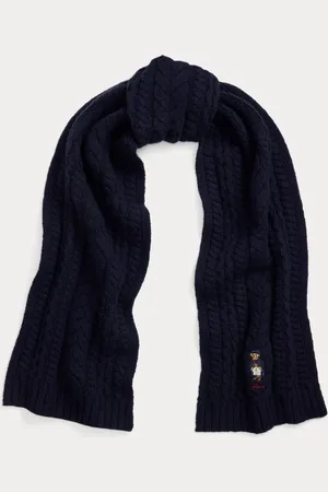 Ralph Lauren Kabelgebreide wolmix sjaal met Polo Bear