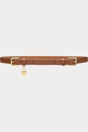 Ralph Lauren Smalle leren riem met dubbele gesp