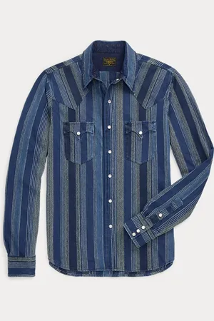 Ralph Lauren Slim fit indigo gestreept western shirt