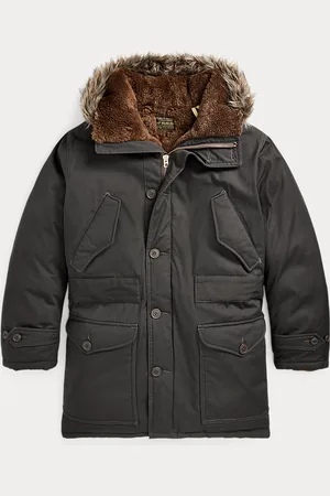 Ralph Lauren Wasdoek parka met rand van imitatiebont