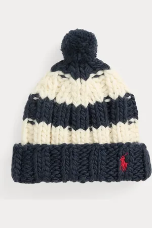 Ralph Lauren Gestreepte wollen beanie met pompon