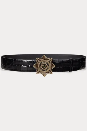 Ralph Lauren Brede riem met krokodilreliëf en gesp