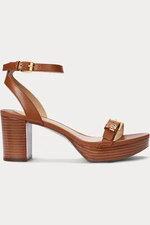 Ralph Lauren Melissah kalfsleren sandaal met plateau