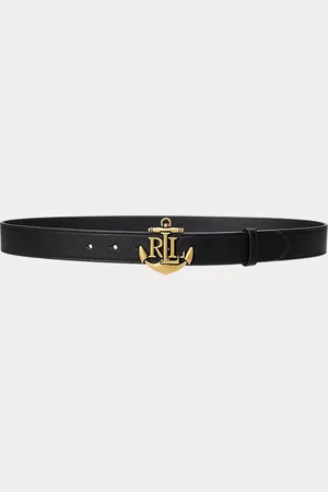 Ralph Lauren Smalle leren riem met ankerlogo