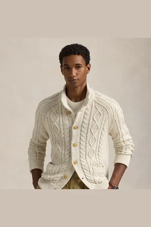 Ralph Lauren Gem??leerd Aran-gebreid katoenen vest