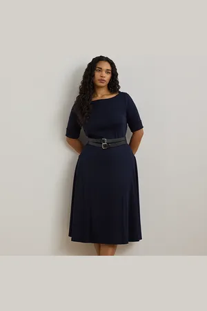 Ralph Lauren Plus Size - Stretchkatoenen midi-jurk