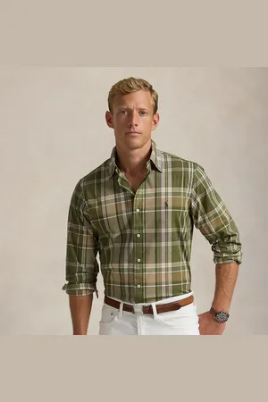 Ralph Lauren Custom fit geruit stretchpoplin overhemd