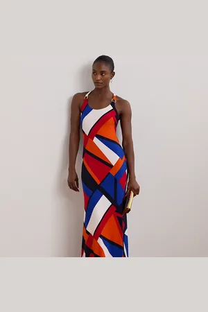 Ralph Lauren Jersey halterjurk met ring en print