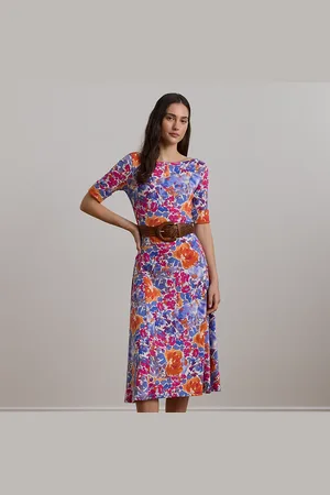 Ralph Lauren Gebloemde stretch katoenen midi-jurk