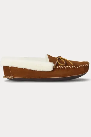 Ralph Lauren Yarmond suède pantoffel met schapenvacht