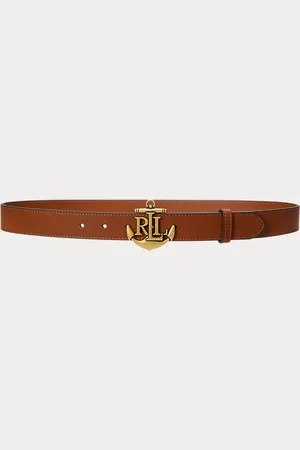 Ralph Lauren Smalle leren riem met ankerlogo