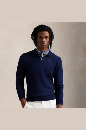 Ralph Lauren Linnen-kasjmier trui met Johnny-kraag