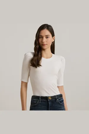 Ralph Lauren Ribgebreid T-shirt met pofmouwen