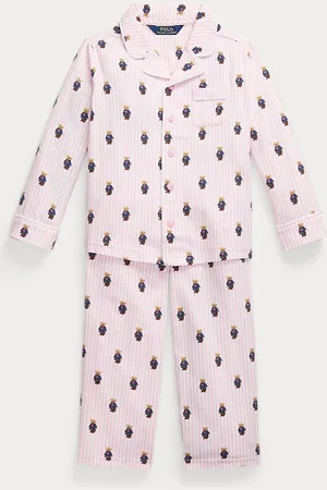 Ralph Lauren Katoenen flanel pyjamaset met Polo Bear
