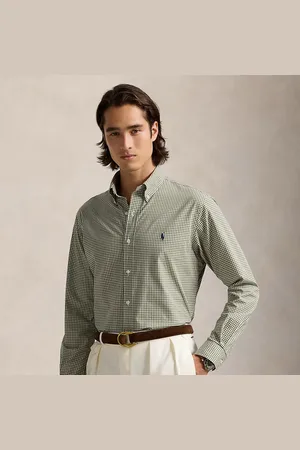 Ralph Lauren Custom fit gingham overhemd met stretch
