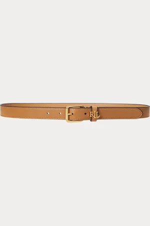 Ralph Lauren Smalle leren riem met logo op de houder