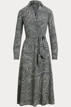 Ralph Lauren Crêpe midi-jurk met paisleyprint