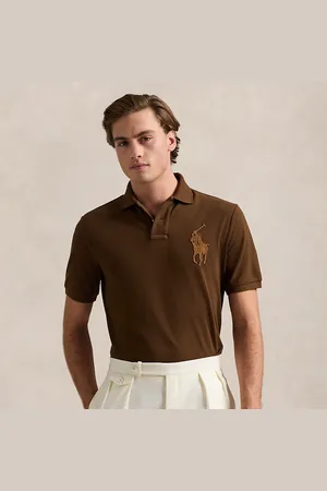Ralph Lauren Classic fit leren Pony mesh Polo-shirt