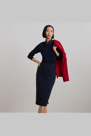 Ralph Lauren Ponte kokerrok in matrozenlook