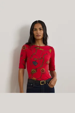Ralph Lauren Stretchkatoenen T-shirt met boothals