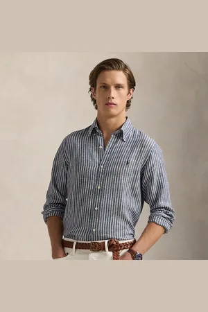 Ralph Lauren Custom fit gestreept linnen overhemd