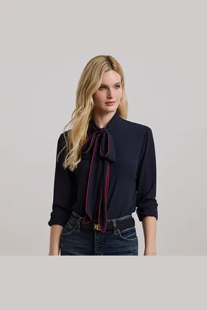 Ralph Lauren Tweekleurige georgette blouse met strik