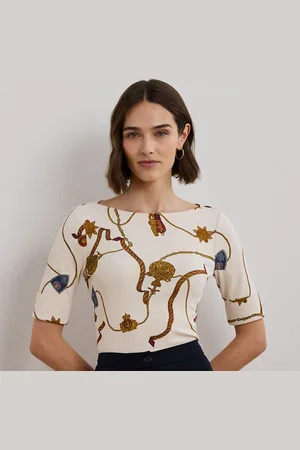 Ralph Lauren Stretchkatoenen T-shirt met boothals