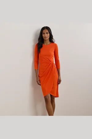 Ralph Lauren Stretchjersey jurk met gedraaid accent