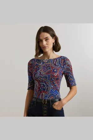 Ralph Lauren Katoenen paisley T-shirt met boothals