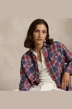 Ralph Lauren Geruit katoenen keperstof werkoverhemd
