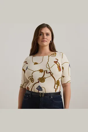 Ralph Lauren Plus Size - Stretchkatoenen T-shirt met boothals