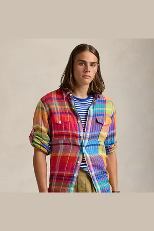 Ralph Lauren Classic fit geruit linnen werkoverhemd