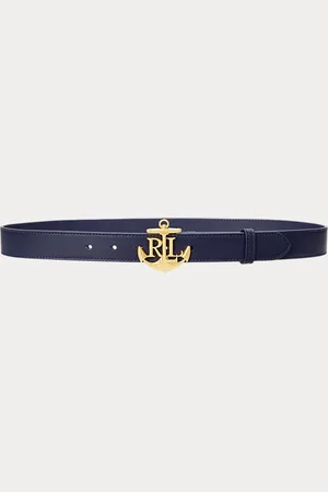Ralph Lauren Smalle leren riem met ankerlogo