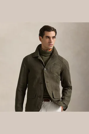 Ralph Lauren Linnen utility jack met visgraatmotief