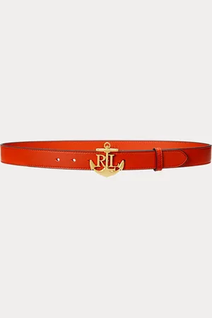 Ralph Lauren Smalle leren riem met ankerlogo