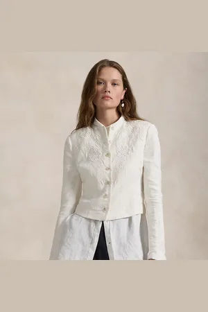 Ralph Lauren Linnen jasje met geborduurde bloemen